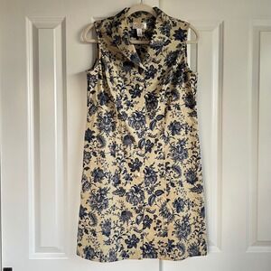 Talbots Petites Sleeveless Floral Vintage Glam Cottage Button Up Dress Size 10